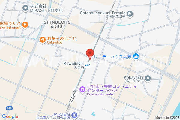 河合西メンズエステの地図です。map of Kawainishi station where spa and massage salons are located