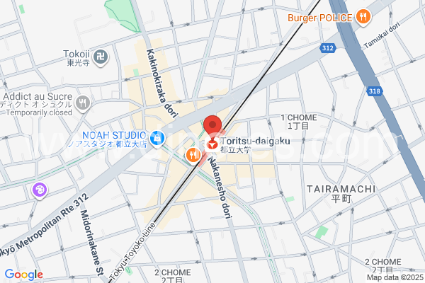 都立大学メンズエステの地図です。map of Toritsudaigaku station where spa and massage salons are located