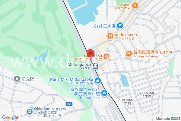 緑が丘(兵庫)メンズエステの地図です。map of Midorigaoka station where spa and massage salons are located