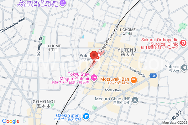 祐天寺メンズエステの地図です。map of Yūtenji station where spa and massage salons are located