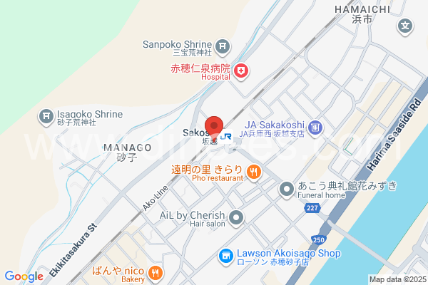 坂越メンズエステの地図です。map of Sakoshi station where spa and massage salons are located