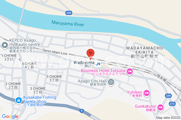和田山メンズエステの地図です。map of Wadayama station where spa and massage salons are located