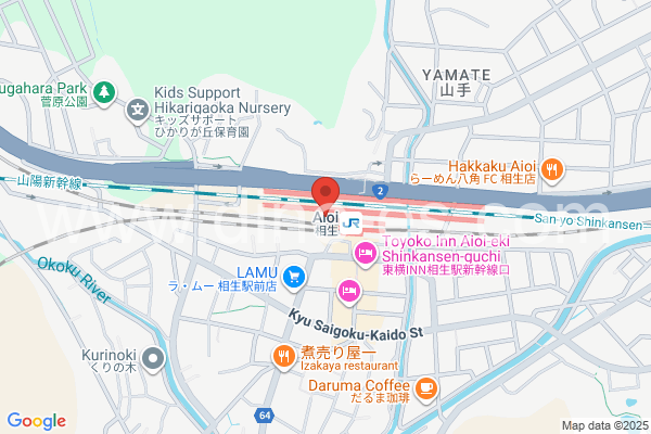 相生(兵庫)メンズエステの地図です。map of Aioi station where spa and massage salons are located
