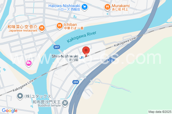 新西脇メンズエステの地図です。map of Shin-Nishiwaki station where spa and massage salons are located