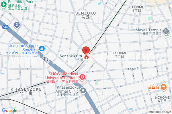 洗足メンズエステの地図です。map of Senzoku station where spa and massage salons are located
