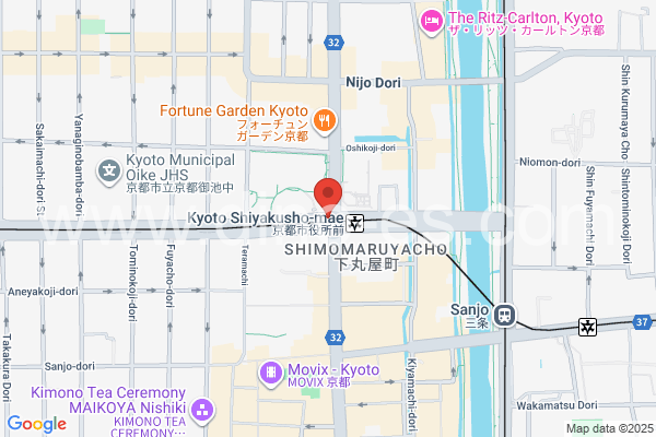 京都市役所前メンズエステの地図です。map of Kyoto-Shiyakusho-mae station where spa and massage salons are located