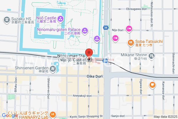 二条城前メンズエステの地図です。map of Nijōjōmae station where spa and massage salons are located