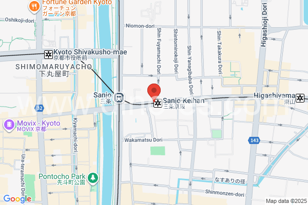 三条京阪メンズエステの地図です。map of Sanjō-Keihan station where spa and massage salons are located