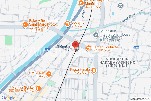 修学院メンズエステの地図です。map of Shūgakuin station where spa and massage salons are located