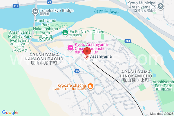 嵐山メンズエステの地図です。map of Arashiyama station where spa and massage salons are located