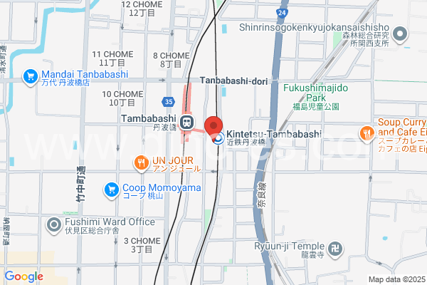 近鉄丹波橋メンズエステの地図です。map of Kintetsu Tambabashi station where spa and massage salons are located