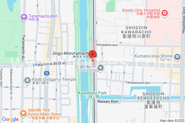 神宮丸太町メンズエステの地図です。map of Jingū-Marutamachi station where spa and massage salons are located