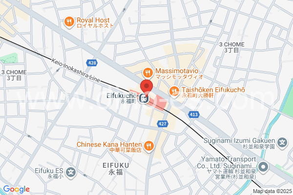 永福町メンズエステの地図です。map of Eifukuchō station where spa and massage salons are located