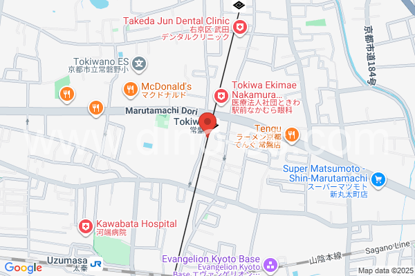 常盤(京都)メンズエステの地図です。map of Tokiwa station where spa and massage salons are located