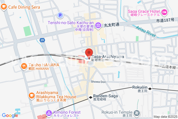 嵯峨嵐山メンズエステの地図です。map of Saga-Arashiyama station where spa and massage salons are located