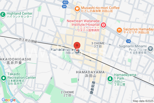 浜田山メンズエステの地図です。map of Hamadayama station where spa and massage salons are located