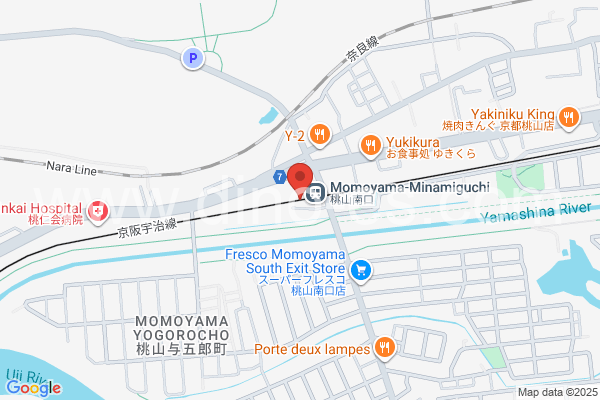 桃山南口メンズエステの地図です。map of Momoyama-Minamiguchi station where spa and massage salons are located