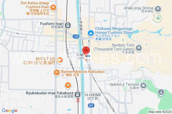 稲荷メンズエステの地図です。map of Inari station where spa and massage salons are located