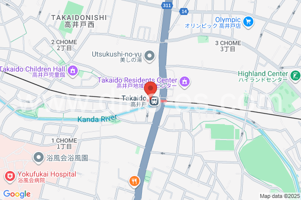 高井戸メンズエステの地図です。map of Takaido station where spa and massage salons are located