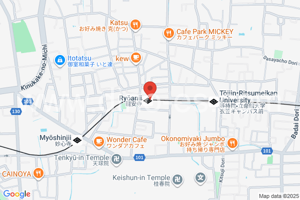 龍安寺メンズエステの地図です。map of Ryōanji station where spa and massage salons are located