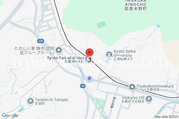 京都精華大前メンズエステの地図です。map of Kyoto Seikadai-mae station where spa and massage salons are located