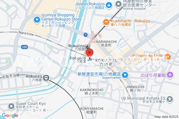 六地蔵(ＪＲ)メンズエステの地図です。map of Rokujizō station where spa and massage salons are located