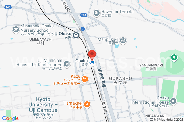 黄檗メンズエステの地図です。map of Ōbaku station where spa and massage salons are located