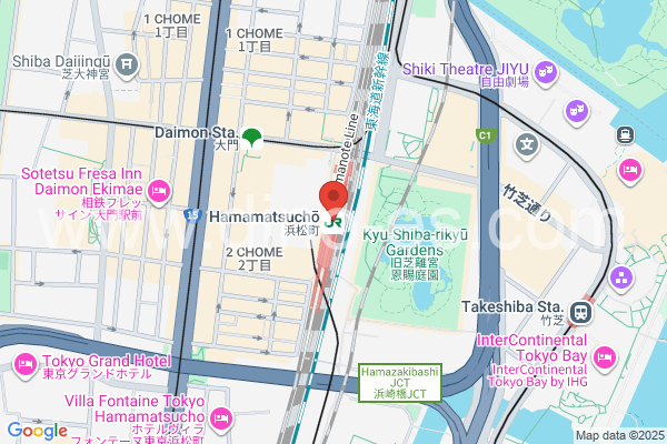 浜松町メンズエステの地図です。map of Hamamatsuchō station where spa and massage salons are located