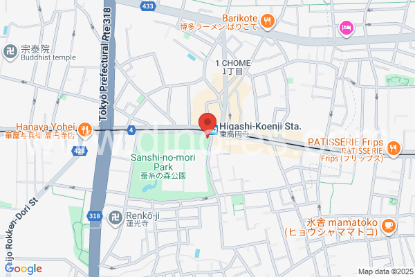 東高円寺メンズエステの地図です。map of Higashi-Kōenji station where spa and massage salons are located