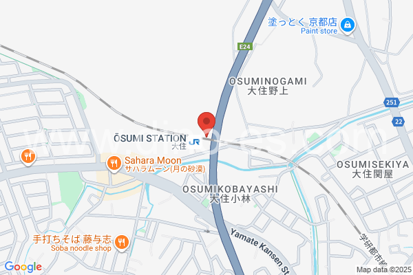大住メンズエステの地図です。map of Ōsumi station where spa and massage salons are located
