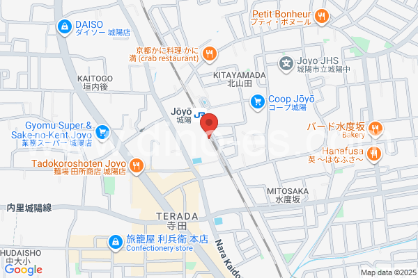 城陽メンズエステの地図です。map of Jōyō station where spa and massage salons are located