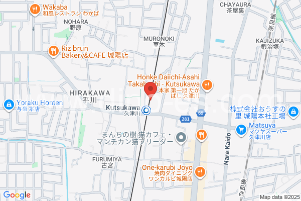 久津川メンズエステの地図です。map of Kutsukawa station where spa and massage salons are located