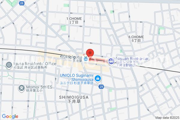 下井草メンズエステの地図です。map of Shimo-Igusa station where spa and massage salons are located