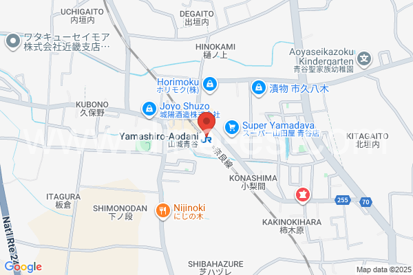 山城青谷メンズエステの地図です。map of Yamashiro-Aodani station where spa and massage salons are located