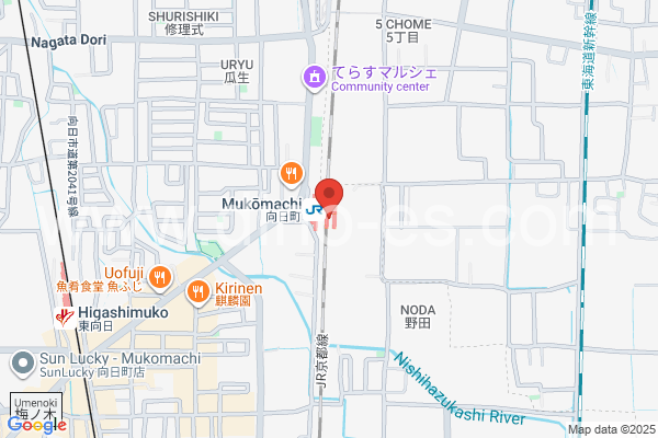 向日町メンズエステの地図です。map of Mukōmachi station where spa and massage salons are located