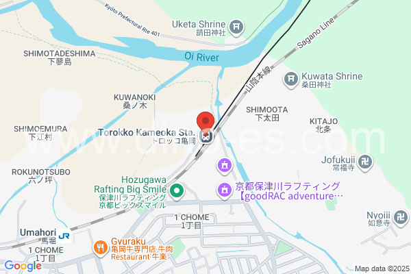 トロッコ亀岡メンズエステの地図です。map of Torokko Kameoka station where spa and massage salons are located
