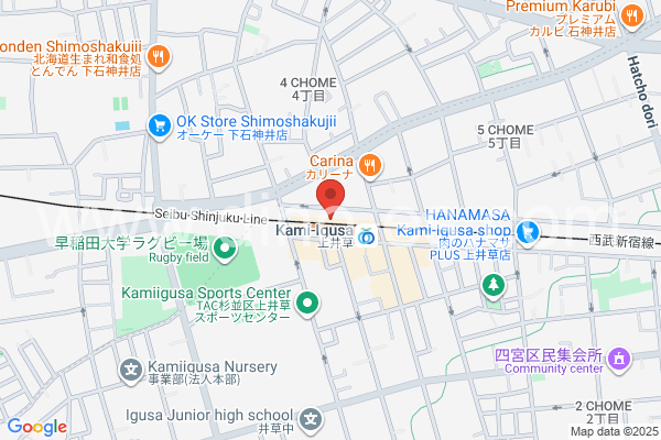 上井草メンズエステの地図です。map of Kami-Igusa station where spa and massage salons are located