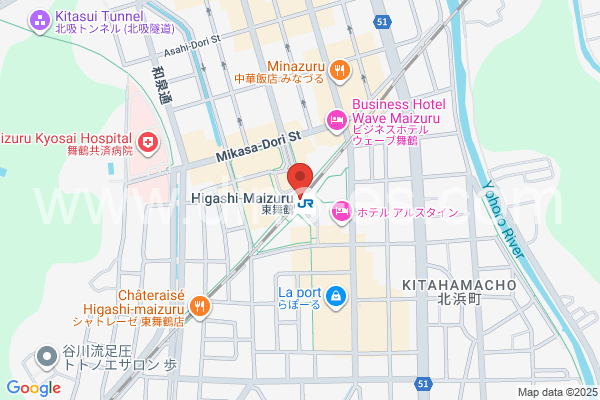 東舞鶴メンズエステの地図です。map of Higashi-Maizuru station where spa and massage salons are located