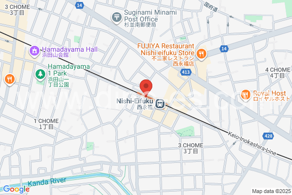 西永福メンズエステの地図です。map of Nishi-Eifuku station where spa and massage salons are located