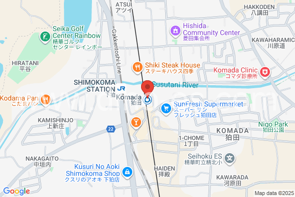 狛田メンズエステの地図です。map of Komada station where spa and massage salons are located