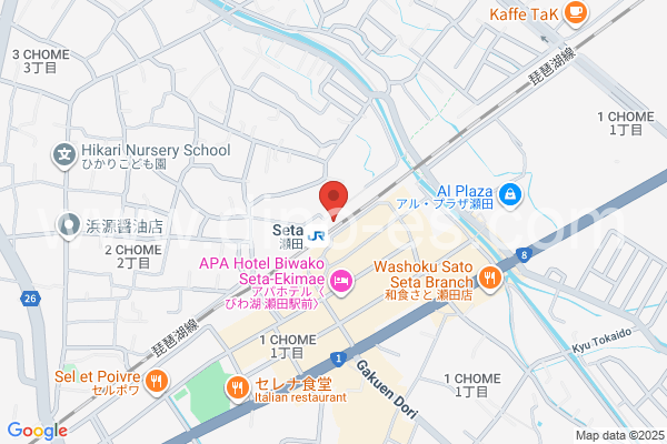 瀬田(滋賀)メンズエステの地図です。map of Seta station where spa and massage salons are located