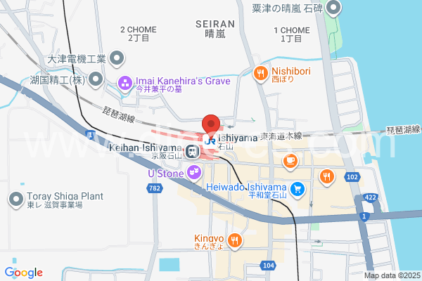 石山メンズエステの地図です。map of Ishiyama station where spa and massage salons are located