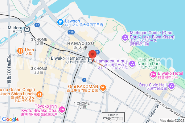 浜大津メンズエステの地図です。map of Hamaōtsu station where spa and massage salons are located