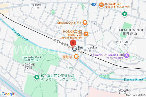 富士見ヶ丘メンズエステの地図です。map of Fujimigaoka station where spa and massage salons are located