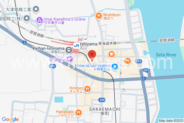 京阪石山メンズエステの地図です。map of Keihan Ishiyama station where spa and massage salons are located