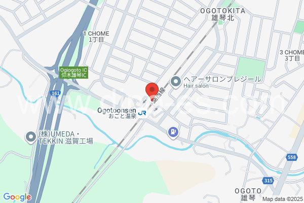 おごと温泉メンズエステの地図です。map of Ogoto Onsen station where spa and massage salons are located