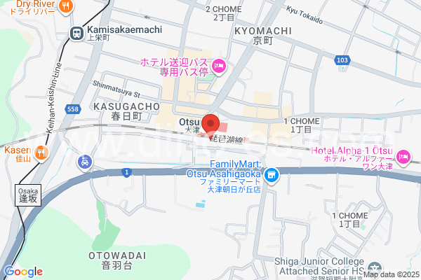 大津メンズエステの地図です。map of Ōtsu station where spa and massage salons are located