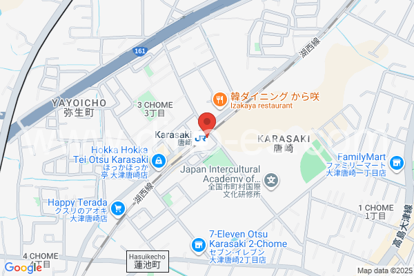 唐崎メンズエステの地図です。map of Karasaki station where spa and massage salons are located