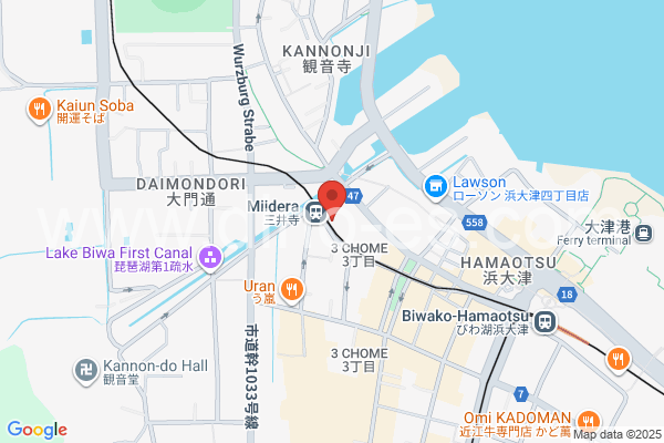 三井寺メンズエステの地図です。map of Miidera station where spa and massage salons are located