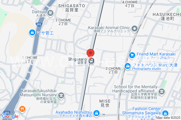 滋賀里メンズエステの地図です。map of Shigasato station where spa and massage salons are located